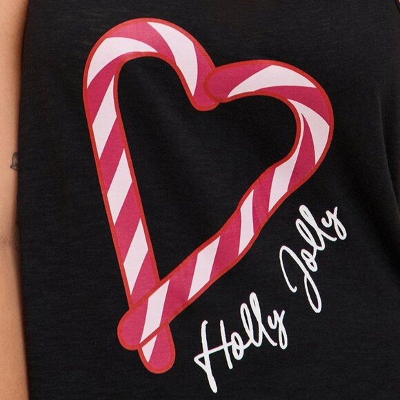 Torrid Black Tank Top with Red Candy Cane Heart - Picture 2 of 7